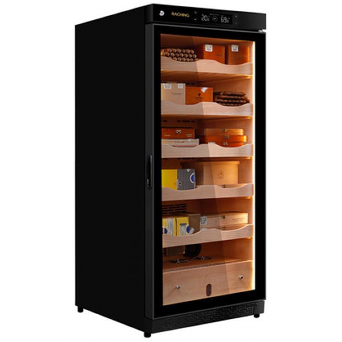 Vincellar C230A-SPBK 恆溫雪茄櫃 (星空黑箱體/西班牙雪松木層架) - 精準溫濕度控制，600-1000支容量